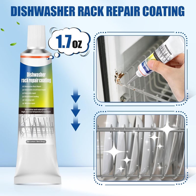 Avenuebool 1.7oz Dishwasher Rack Repair Coating, Grey Dishwasher Vinyl Rack Rust Touch Up Paint Kit, Insulation and Waterproof, High and Low Temperature Resistant - Image 2